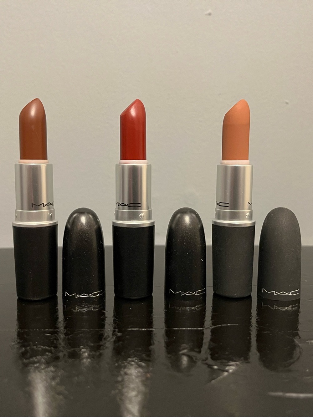 MAC Cosmetics Set of 3 Unused Lipsticks - Consensual, Dubonnet and Impulsive